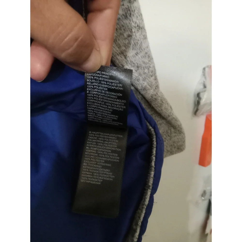 The North‎ Face Boys XL 18/20 Blue Grey Hooded Hybrid Jacket Comfort Arms